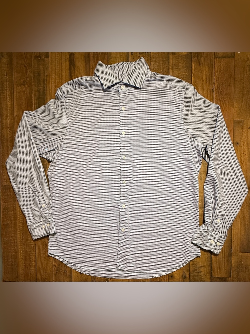 Massimo Dutti Men’s XXL Blue & White Textured Button-Up Shirt